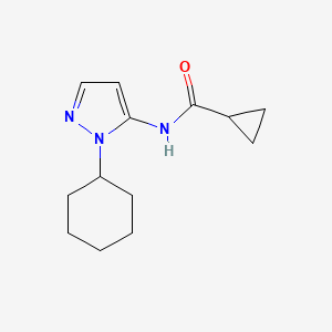 molecular formula C13H19N3O B7471625 N-(2-cyclohexylpyrazol-3-yl)cyclopropanecarboxamide 