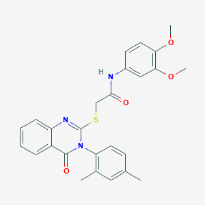 molecular formula C26H25N3O4S B7471644 N-(3,4-dimethoxyphenyl)-2-[3-(2,4-dimethylphenyl)-4-oxoquinazolin-2-yl]sulfanylacetamide 