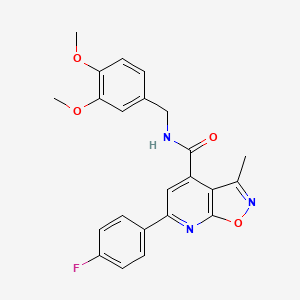 molecular formula C23H20FN3O4 B7471645 N-[(3,4-dimethoxyphenyl)methyl]-6-(4-fluorophenyl)-3-methyl-[1,2]oxazolo[5,4-b]pyridine-4-carboxamide 