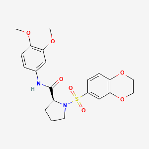 molecular formula C21H24N2O7S B7471666 (2S)-1-(2,3-dihydro-1,4-benzodioxin-6-ylsulfonyl)-N-(3,4-dimethoxyphenyl)pyrrolidine-2-carboxamide 