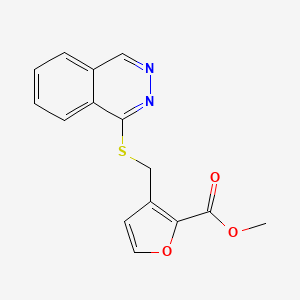 molecular formula C15H12N2O3S B7471667 Methyl 3-(phthalazin-1-ylsulfanylmethyl)furan-2-carboxylate 