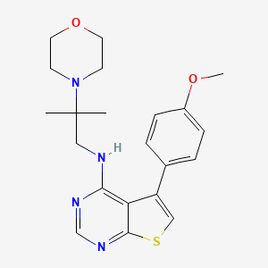 molecular formula C21H26N4O2S B7471673 5-(4-methoxyphenyl)-N-(2-methyl-2-morpholin-4-ylpropyl)thieno[2,3-d]pyrimidin-4-amine 