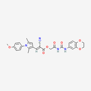 molecular formula C28H26N4O7 B7471684 [2-(2,3-dihydro-1,4-benzodioxin-6-ylcarbamoylamino)-2-oxoethyl] (E)-2-cyano-3-[1-(4-methoxyphenyl)-2,5-dimethylpyrrol-3-yl]prop-2-enoate 
