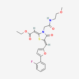 ethyl (2Z)-2-[(5Z)-5-[[5-(2-fluorophenyl)furan-2-yl]methylidene]-3-[2-(2-methoxyethylamino)-2-oxoethyl]-4-oxo-1,3-thiazolidin-2-ylidene]acetate