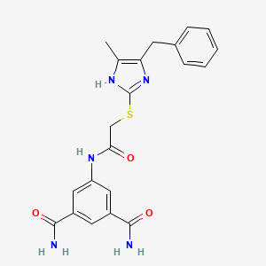 molecular formula C21H21N5O3S B7471750 5-[[2-[(4-benzyl-5-methyl-1H-imidazol-2-yl)sulfanyl]acetyl]amino]benzene-1,3-dicarboxamide 