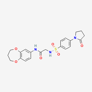 molecular formula C21H23N3O6S B7471793 N-(3,4-dihydro-2H-1,5-benzodioxepin-7-yl)-2-[[4-(2-oxopyrrolidin-1-yl)phenyl]sulfonylamino]acetamide 