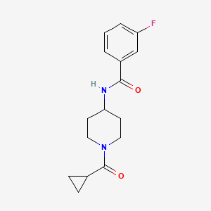 molecular formula C16H19FN2O2 B7471810 N-[1-(cyclopropanecarbonyl)piperidin-4-yl]-3-fluorobenzamide 
