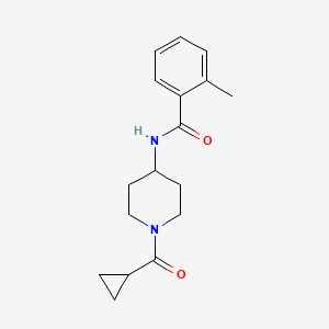 molecular formula C17H22N2O2 B7471815 N-[1-(cyclopropanecarbonyl)piperidin-4-yl]-2-methylbenzamide 