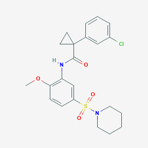 molecular formula C22H25ClN2O4S B7471823 1-(3-chlorophenyl)-N-(2-methoxy-5-piperidin-1-ylsulfonylphenyl)cyclopropane-1-carboxamide 