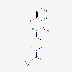 molecular formula C16H19FN2O2 B7471861 N-[1-(cyclopropanecarbonyl)piperidin-4-yl]-2-fluorobenzamide 