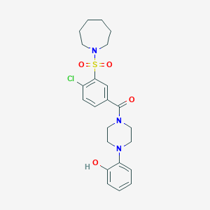 molecular formula C23H28ClN3O4S B7471863 [3-(Azepan-1-ylsulfonyl)-4-chlorophenyl]-[4-(2-hydroxyphenyl)piperazin-1-yl]methanone 