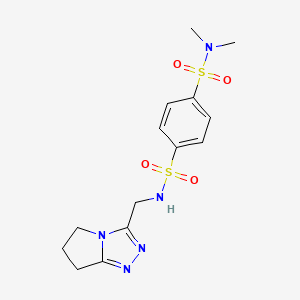 molecular formula C14H19N5O4S2 B7471911 1-N-(6,7-dihydro-5H-pyrrolo[2,1-c][1,2,4]triazol-3-ylmethyl)-4-N,4-N-dimethylbenzene-1,4-disulfonamide 