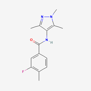 molecular formula C14H16FN3O B7471924 3-fluoro-4-methyl-N-(1,3,5-trimethylpyrazol-4-yl)benzamide 