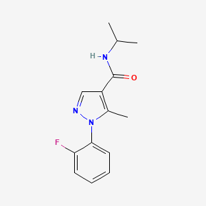 molecular formula C14H16FN3O B7471932 1-(2-fluorophenyl)-5-methyl-N-propan-2-ylpyrazole-4-carboxamide 