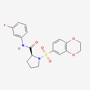 molecular formula C19H19FN2O5S B7472049 (2S)-1-(2,3-dihydro-1,4-benzodioxin-6-ylsulfonyl)-N-(3-fluorophenyl)pyrrolidine-2-carboxamide 