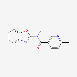molecular formula C15H13N3O2 B7472053 N-(1,3-benzoxazol-2-yl)-N,6-dimethylpyridine-3-carboxamide 