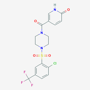 molecular formula C17H15ClF3N3O4S B7472055 5-[4-[2-chloro-5-(trifluoromethyl)phenyl]sulfonylpiperazine-1-carbonyl]-1H-pyridin-2-one 