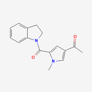 molecular formula C16H16N2O2 B7472140 1-[5-(2,3-Dihydroindole-1-carbonyl)-1-methylpyrrol-3-yl]ethanone 
