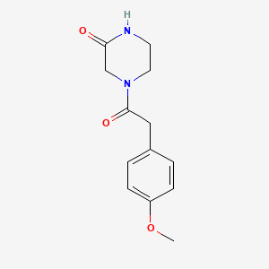 molecular formula C13H16N2O3 B7472324 4-[2-(4-Methoxyphenyl)acetyl]piperazin-2-one 