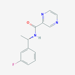 molecular formula C13H12FN3O B7472339 N-[(1S)-1-(3-fluorophenyl)ethyl]pyrazine-2-carboxamide 