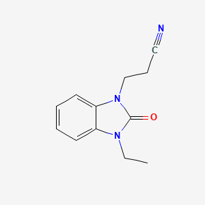 molecular formula C12H13N3O B7472383 3-(3-Ethyl-2-oxobenzimidazol-1-yl)propanenitrile 