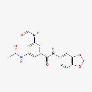 molecular formula C18H17N3O5 B7472395 3,5-diacetamido-N-(1,3-benzodioxol-5-yl)benzamide 