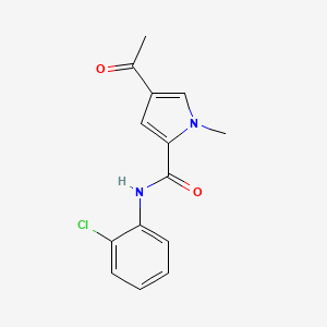 molecular formula C14H13ClN2O2 B7472483 4-acetyl-N-(2-chlorophenyl)-1-methylpyrrole-2-carboxamide 