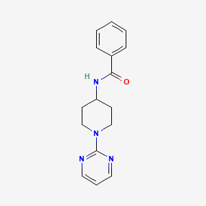 molecular formula C16H18N4O B7472543 N-[1-(2-pyrimidinyl)-4-piperidinyl]benzamide 