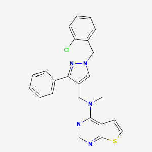 molecular formula C24H20ClN5S B7472553 N-[[1-[(2-chlorophenyl)methyl]-3-phenylpyrazol-4-yl]methyl]-N-methylthieno[2,3-d]pyrimidin-4-amine 