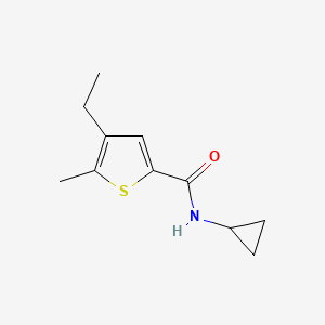 molecular formula C11H15NOS B7472560 N-cyclopropyl-4-ethyl-5-methylthiophene-2-carboxamide 