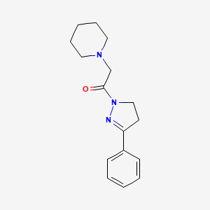 molecular formula C16H21N3O B7472701 1-(5-Phenyl-3,4-dihydropyrazol-2-yl)-2-piperidin-1-ylethanone 