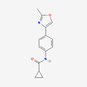molecular formula C14H14N2O2 B7472754 N-[4-(2-methyl-1,3-oxazol-4-yl)phenyl]cyclopropanecarboxamide 