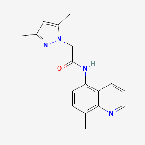 molecular formula C17H18N4O B7472762 2-(3,5-dimethylpyrazol-1-yl)-N-(8-methylquinolin-5-yl)acetamide 