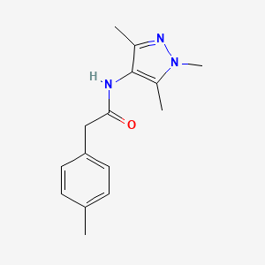 molecular formula C15H19N3O B7472799 2-(4-methylphenyl)-N-(1,3,5-trimethylpyrazol-4-yl)acetamide 