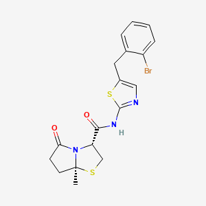 molecular formula C18H18BrN3O2S2 B7472800 (3R,7aS)-N-[5-[(2-bromophenyl)methyl]-1,3-thiazol-2-yl]-7a-methyl-5-oxo-2,3,6,7-tetrahydropyrrolo[2,1-b][1,3]thiazole-3-carboxamide 