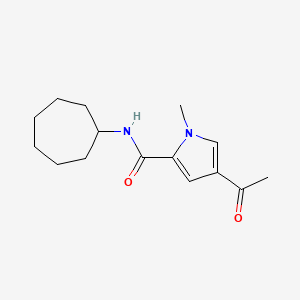 molecular formula C15H22N2O2 B7472878 4-acetyl-N-cycloheptyl-1-methylpyrrole-2-carboxamide 