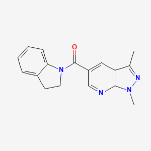 molecular formula C17H16N4O B7472911 2,3-Dihydroindol-1-yl-(1,3-dimethylpyrazolo[3,4-b]pyridin-5-yl)methanone 