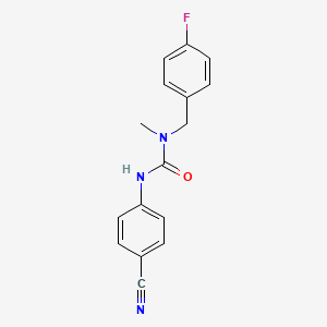 molecular formula C16H14FN3O B7472916 3-(4-Cyanophenyl)-1-[(4-fluorophenyl)methyl]-1-methylurea 