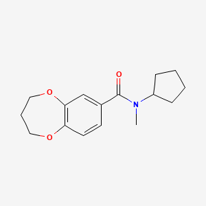 molecular formula C16H21NO3 B7472939 N-cyclopentyl-N-methyl-3,4-dihydro-2H-1,5-benzodioxepine-7-carboxamide 