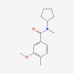 molecular formula C15H21NO2 B7472968 N-cyclopentyl-3-methoxy-N,4-dimethylbenzamide 