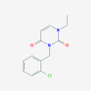 molecular formula C13H13ClN2O2 B7472999 3-[(2-Chlorophenyl)methyl]-1-ethylpyrimidine-2,4-dione 
