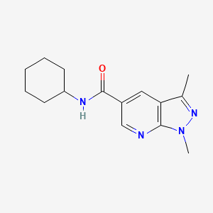 molecular formula C15H20N4O B7473063 N-cyclohexyl-1,3-dimethylpyrazolo[3,4-b]pyridine-5-carboxamide 
