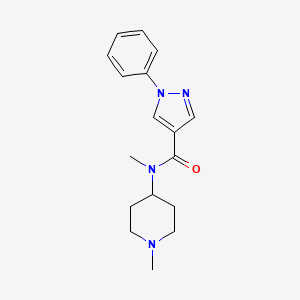 molecular formula C17H22N4O B7473320 N-methyl-N-(1-methylpiperidin-4-yl)-1-phenylpyrazole-4-carboxamide 