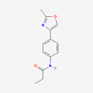 molecular formula C13H14N2O2 B7473355 N-[4-(2-methyl-1,3-oxazol-4-yl)phenyl]propanamide 