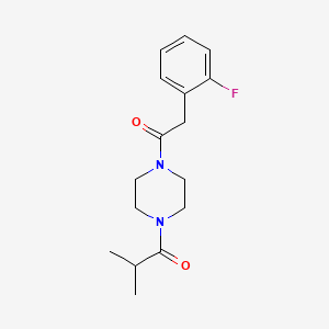 molecular formula C16H21FN2O2 B7473371 1-[4-[2-(2-Fluorophenyl)acetyl]piperazin-1-yl]-2-methylpropan-1-one 