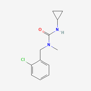 molecular formula C12H15ClN2O B7473399 1-[(2-Chlorophenyl)methyl]-3-cyclopropyl-1-methylurea 