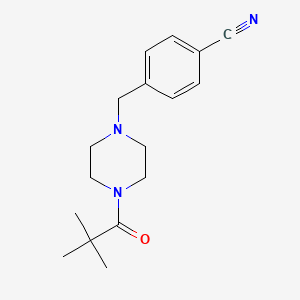 molecular formula C17H23N3O B7473621 4-[[4-(2,2-Dimethylpropanoyl)piperazin-1-yl]methyl]benzonitrile 