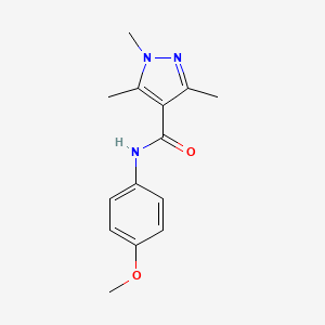 molecular formula C14H17N3O2 B7473698 N-(4-Methoxyphenyl)-1,3,5-trimethyl-1H-pyrazole-4-carboxamide 