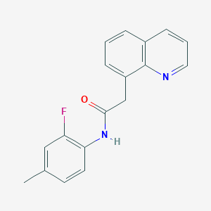 molecular formula C18H15FN2O B7473812 N-(2-fluoro-4-methylphenyl)-2-quinolin-8-ylacetamide 