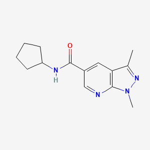 molecular formula C14H18N4O B7473908 N-cyclopentyl-1,3-dimethylpyrazolo[3,4-b]pyridine-5-carboxamide 